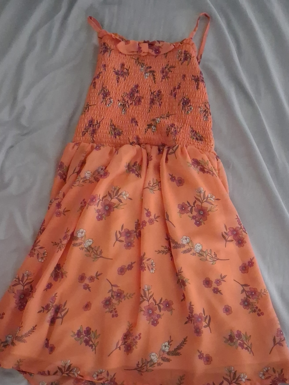 Place Orange Floral Smocked Sundress for Girls
